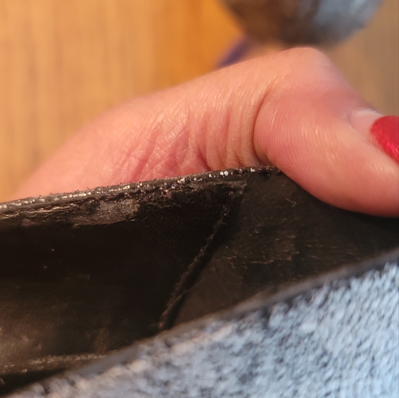 Aldo Black Cracked Genuine Leather Pointed Toe Blue Heels Shoes Stilletos - Picture 12 of 16